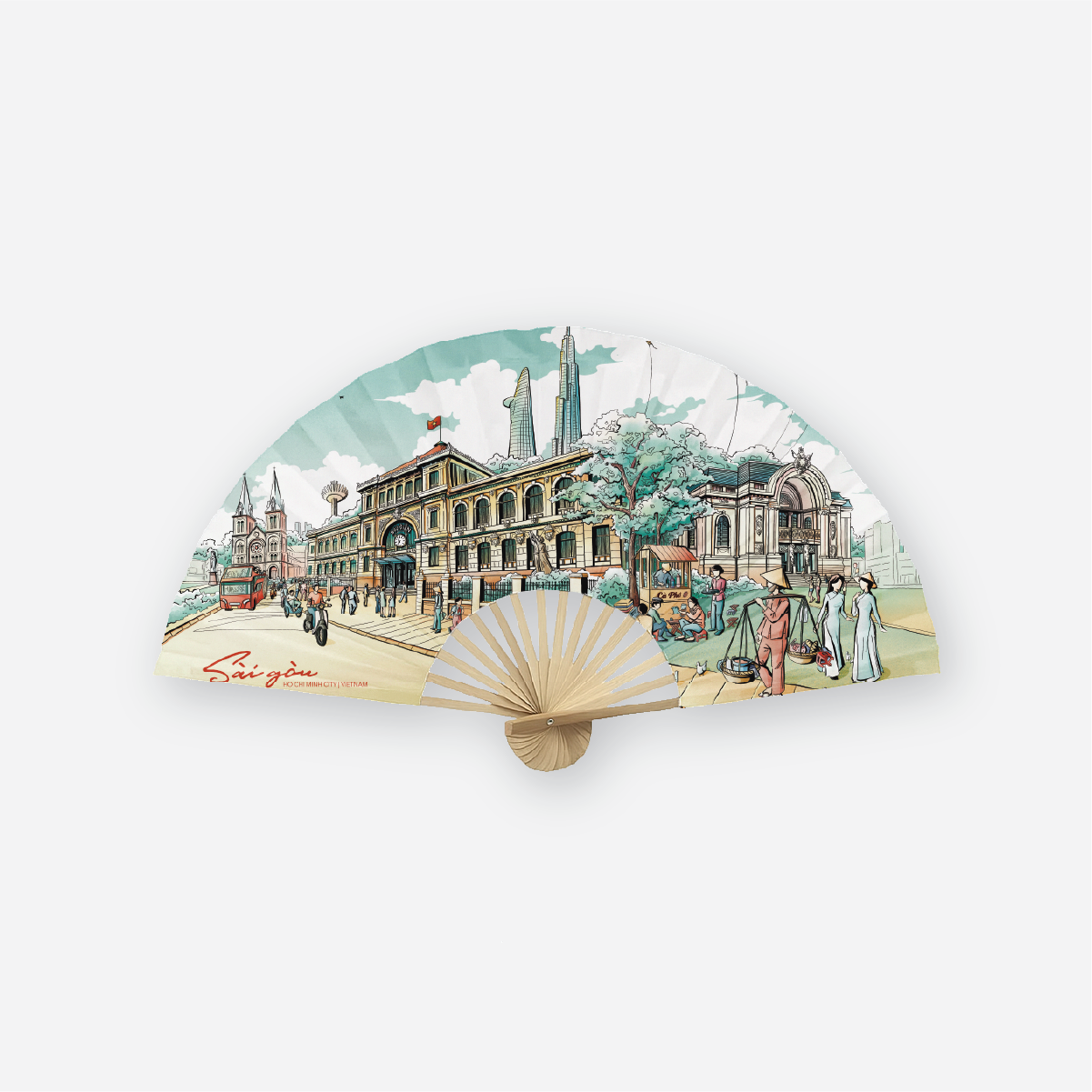 Fabric Folding Fan - Saigon 01