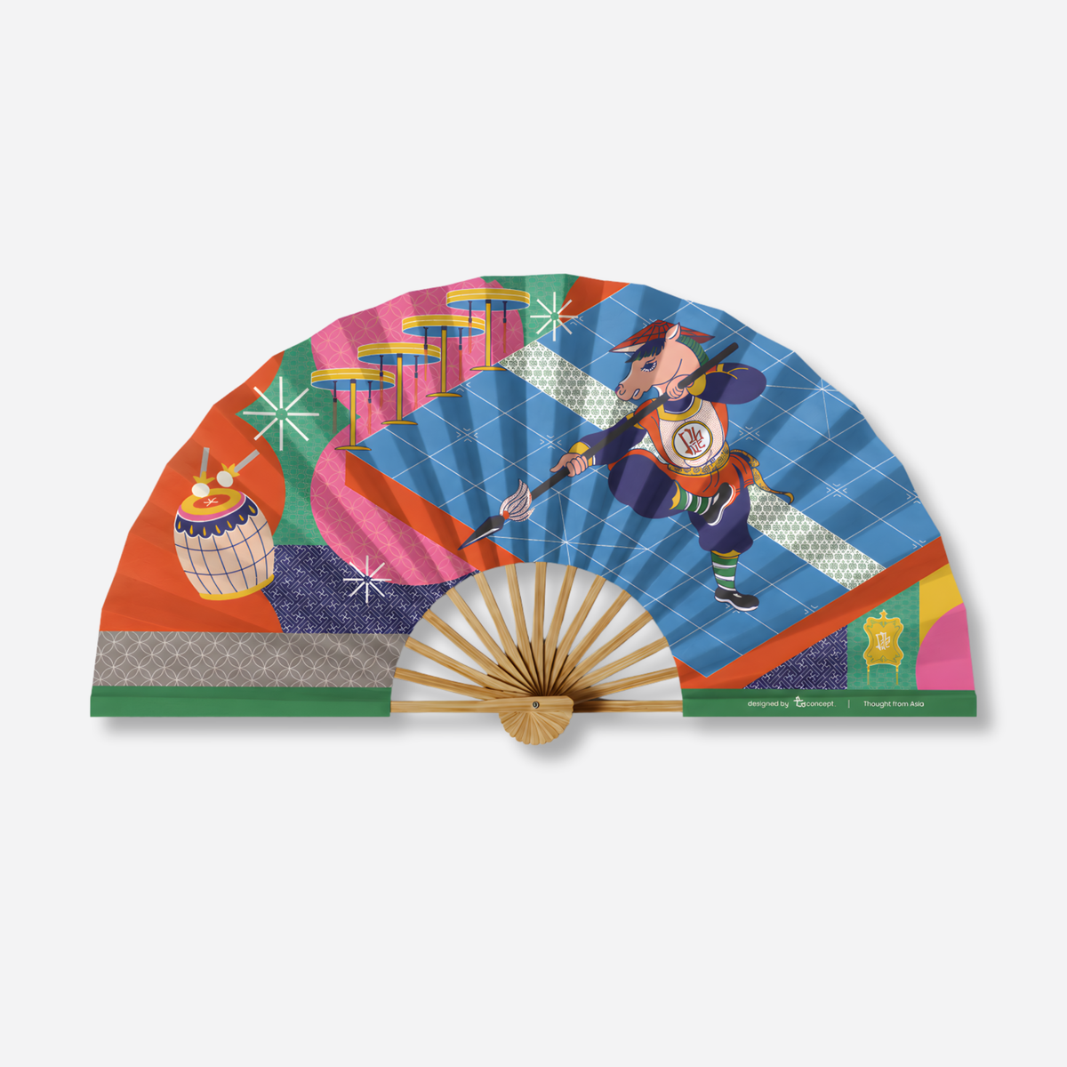 Fabric Folding Fan - Vietnamese Zodiac Horse